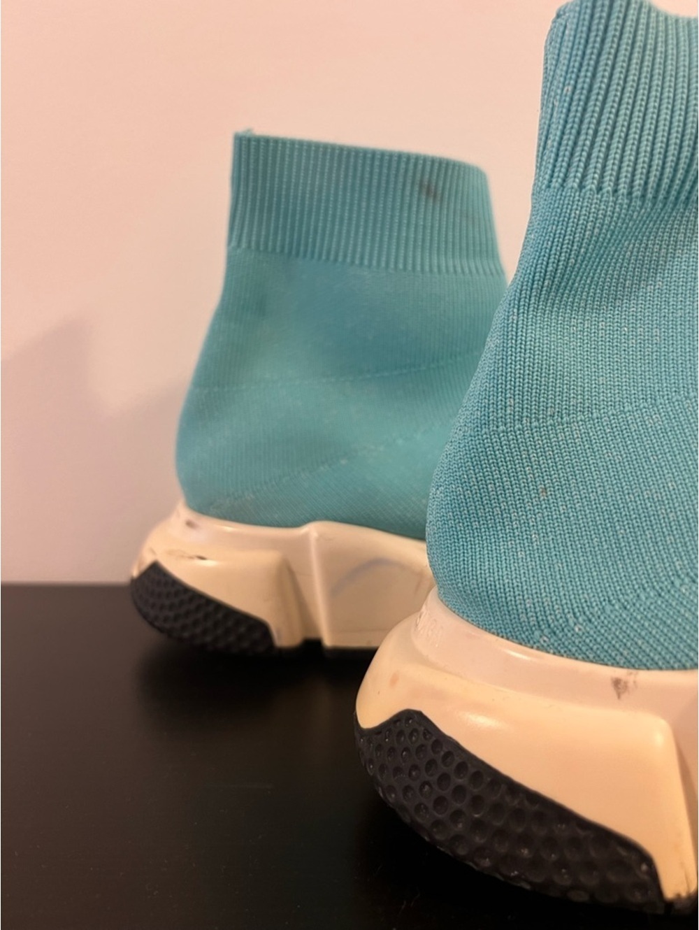 Balenciaga Speed Trainer Teal Knit Sock Sneakers Luxury Designer Shoes - Picture 4 of 9